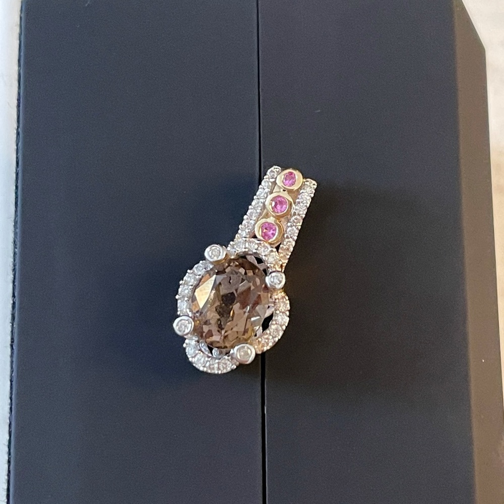 14K gold, smoky topaz, pendant